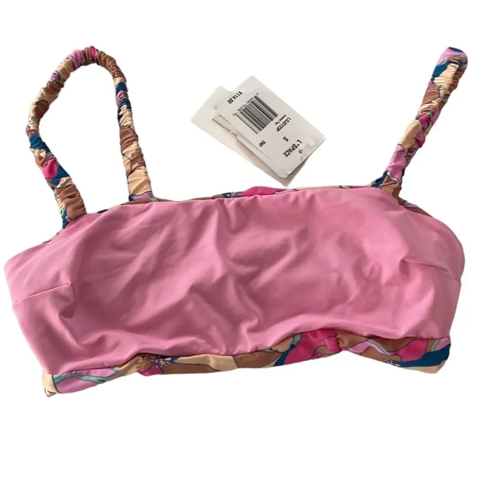 L*Space Joanna Bikini Swimwear Top Ruched in Sundazed Floral Bralette Style